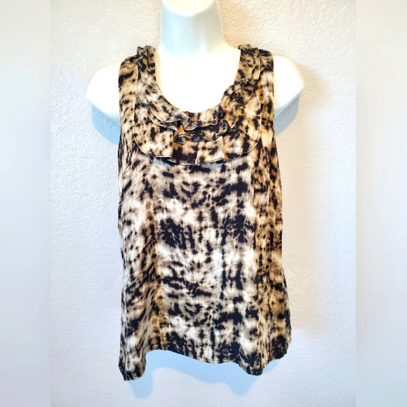 Ann Taylor Tops - 💚5/$25 Ann Taylor SILK Ruffled Neck Print Dress Size 2